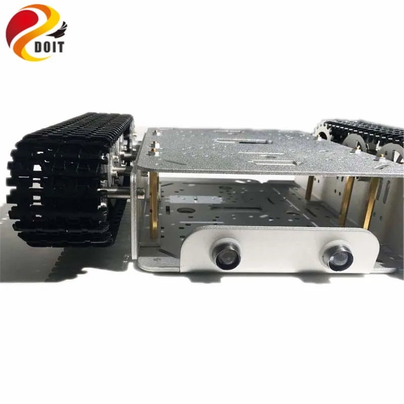 4WD Tracked Robot Smart Chassis with Aluminum Alloy WheelsFrame 2 Motors for Modification Tank Model Robot Project RC Toy4