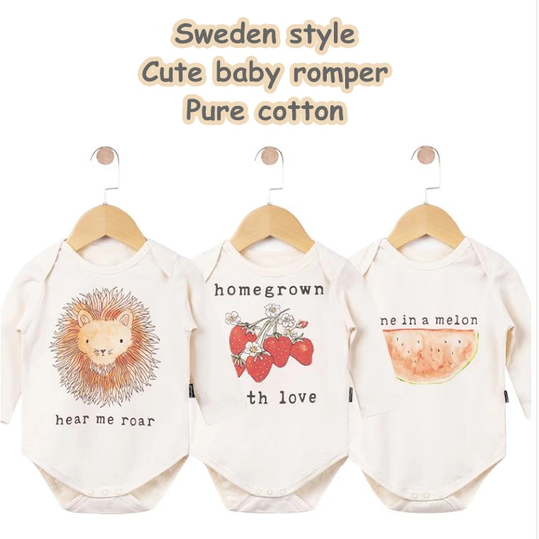 

BABY ROMPERS BOYS AND GIRLS CLOTHES BABY JUMPSUITS CUTE STRAWBERRY LION PRINTS LONG SLEEVES cartoon baby rompers toddler romper
