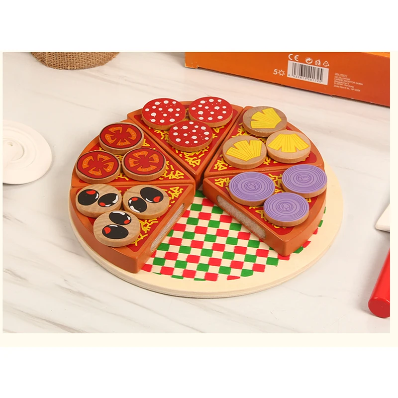 Wooden Quality Cut And Cut To See Pizza Cakes Children's Cake Kitchen Play House Simulation Toys Children's Chef Toys 3