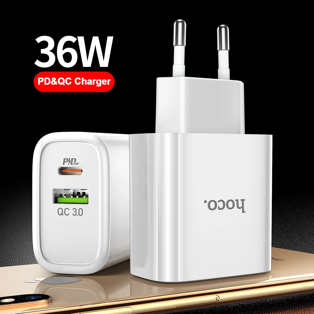 

HOCO 18W USB Type C PD Charger for iPhone 11 Pro XR XS Max Quick Charge 4.0 3.0 Fast USB Charger for Samsung Xiaomi QC3.0 QC4.0