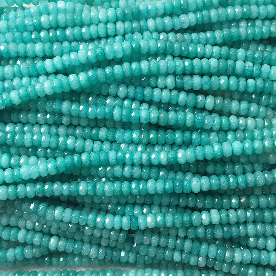 

Brazilian Natural Stone Chalcedony jades Blue stone 2x4mm Faceted Rondelle Abacus Loose Beads Wholesale Price 15inch MY4525