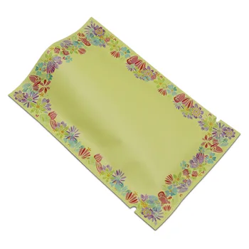 

100Pcs Open Top Yellow Pure Aluminum Foil Packaging Bag with Flower Printed Mylar Tea Snack Dried Food Storage Packing Pouch