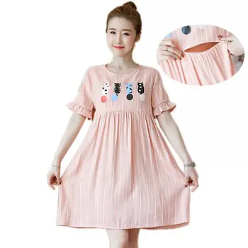 

Maternity Clothes 2019 Cartoon Outfits Breastfeeding Pregnant Summer Dress Striped Maternity Dress Elegant Dresses for Pregnant