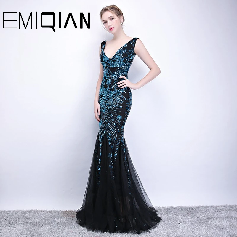 

NEW Designer Bling Beaded Pageant Dress Sexy V Neck Mermaid Dark Green Sequin Long Formal Evening Dresses robe de soiree
