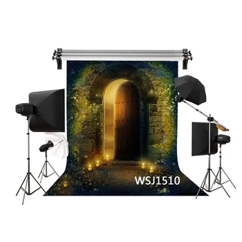 

LB Polyester & Vinyl Halloween Ancient Castle Entrance Moss Candles Studio Backgrounds For Photo Studio Photography Backdrops