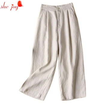 

Fashion OL Wide Leg Pants for Women 2017 Summer Linen Trendy Quality Pants Female Trousers Cotton Large Plus Size 3XL Capris
