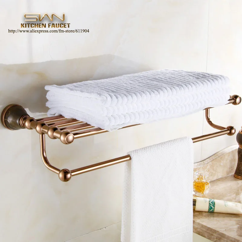 Brass Bathroom Bath Towel Rack Bar Towel Shelf Rose Red 3662001