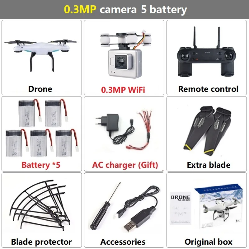 Teeggi SG600 FPV Радиоуправляемый Дрон с 2MP 720P WiFi HD камерой Квадрокоптер высота удерживает ключ возврата Вертолет VS X5SW X5HW Дрон - Цвет: Set7 0.3MP 5B