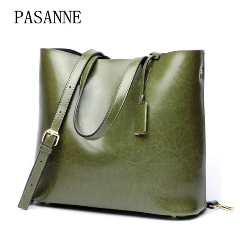 

2017 New Fashion Women Bag Genuine Leather PASANNE Luxury Leather Woman Shoulder Bags for Female Handbag Large Handbags