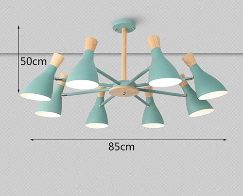 Скандинавская Простая Современная твердая древесина E27 led 220 В алюминиевая Люстра для гостиной, спальни, кабинета, креативная спальня - Цвет корпуса: Green  8 lights
