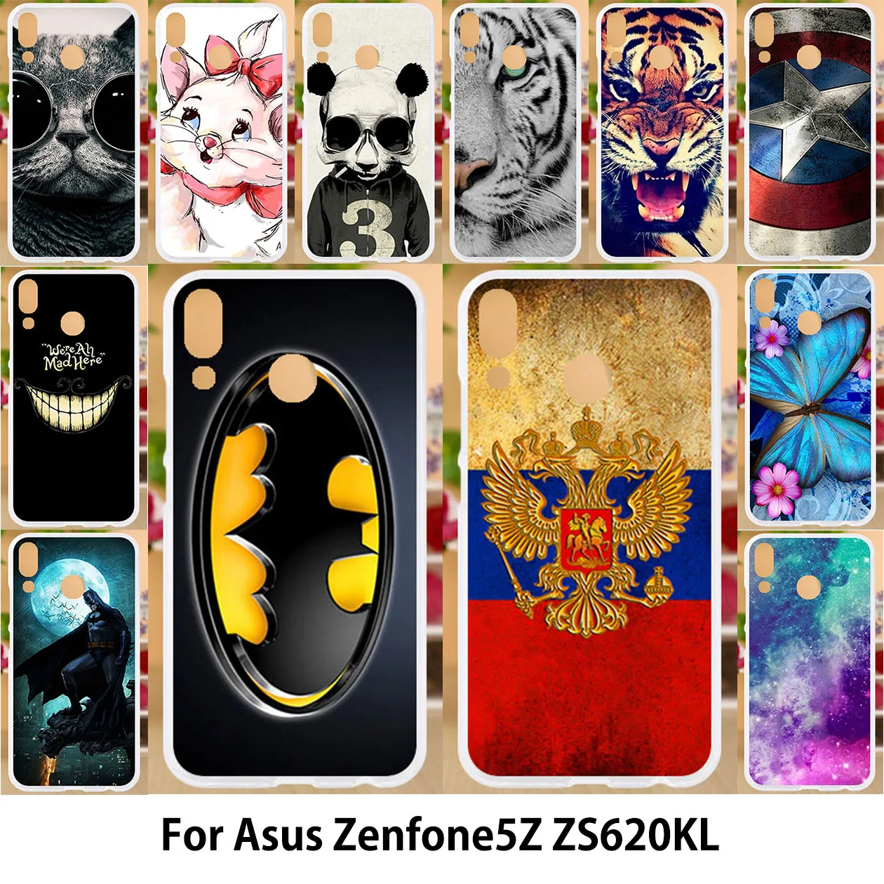 

Anunob ze620kl For Asus Zenfone 5z ZS620KL Case Silicone TPU Soft Covers ASUS Zenfone 5 ZE620KL 6.2" Painting Batman Cartoon