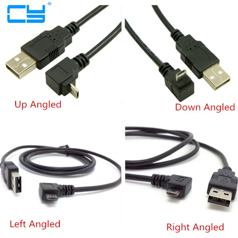Up & Down & Left & Right Angled Cable 90 Degree USB Micro USB Male to
