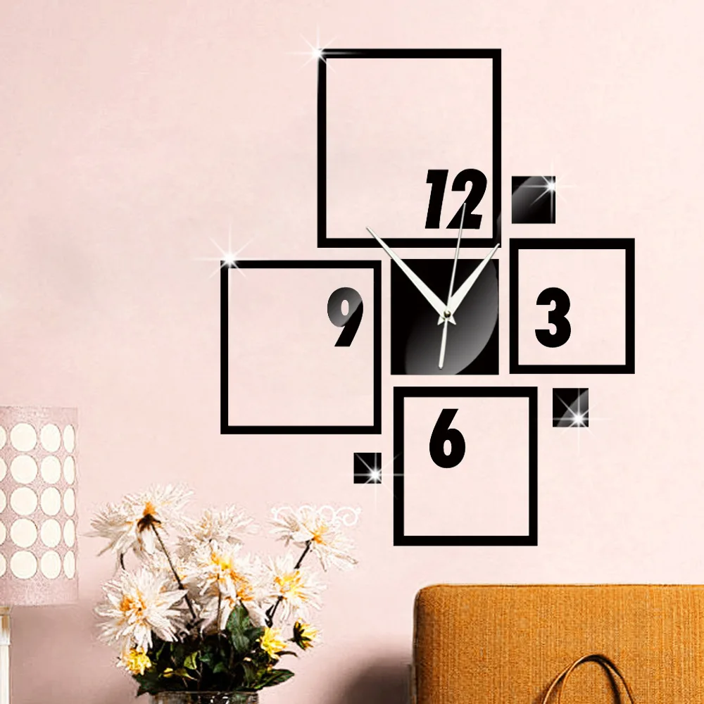 

Irregular geometry Decorative mirror wall stickers quartz watch living room bedroom wedding room wall clock gifts