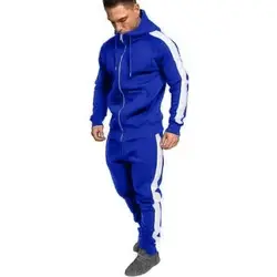 Новый дизайн плюс размер Mens Solid осень-зима молнии свитшот с принтом Топ и штаны комплекты спортивный костюм горячая распродажа