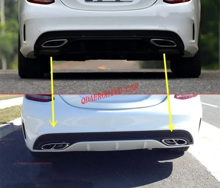 Выхлопные трубы QDAEROHIVE задние наконечники для Mercedes Benz W205 C180/C200/C250/C300/C450 AMG 2015