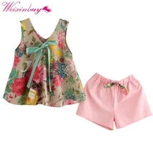 New Hot Summer Selling Printed Sleeveless Vest Baby Girl Shorts Clothing For Girls Baby Summer Outfit