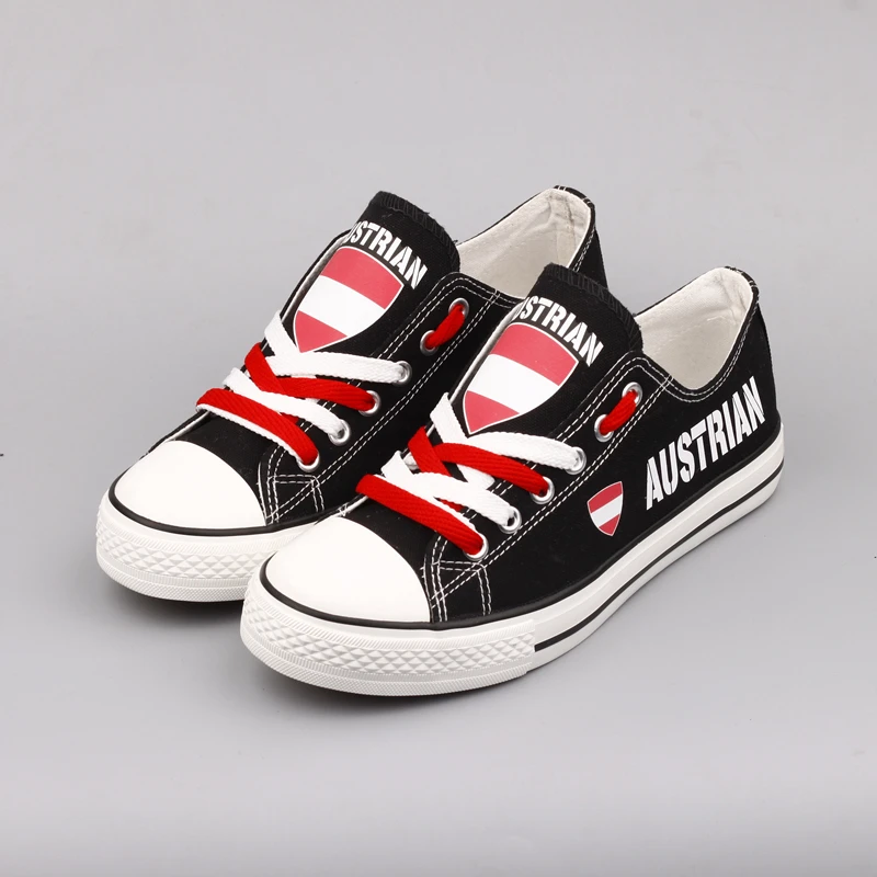 

E-LOV Latest Design Men Walking Shoes Print Austria Country Flag Canvas Shoe Low Top Unisex Summer Tenis Shoe for Austrian