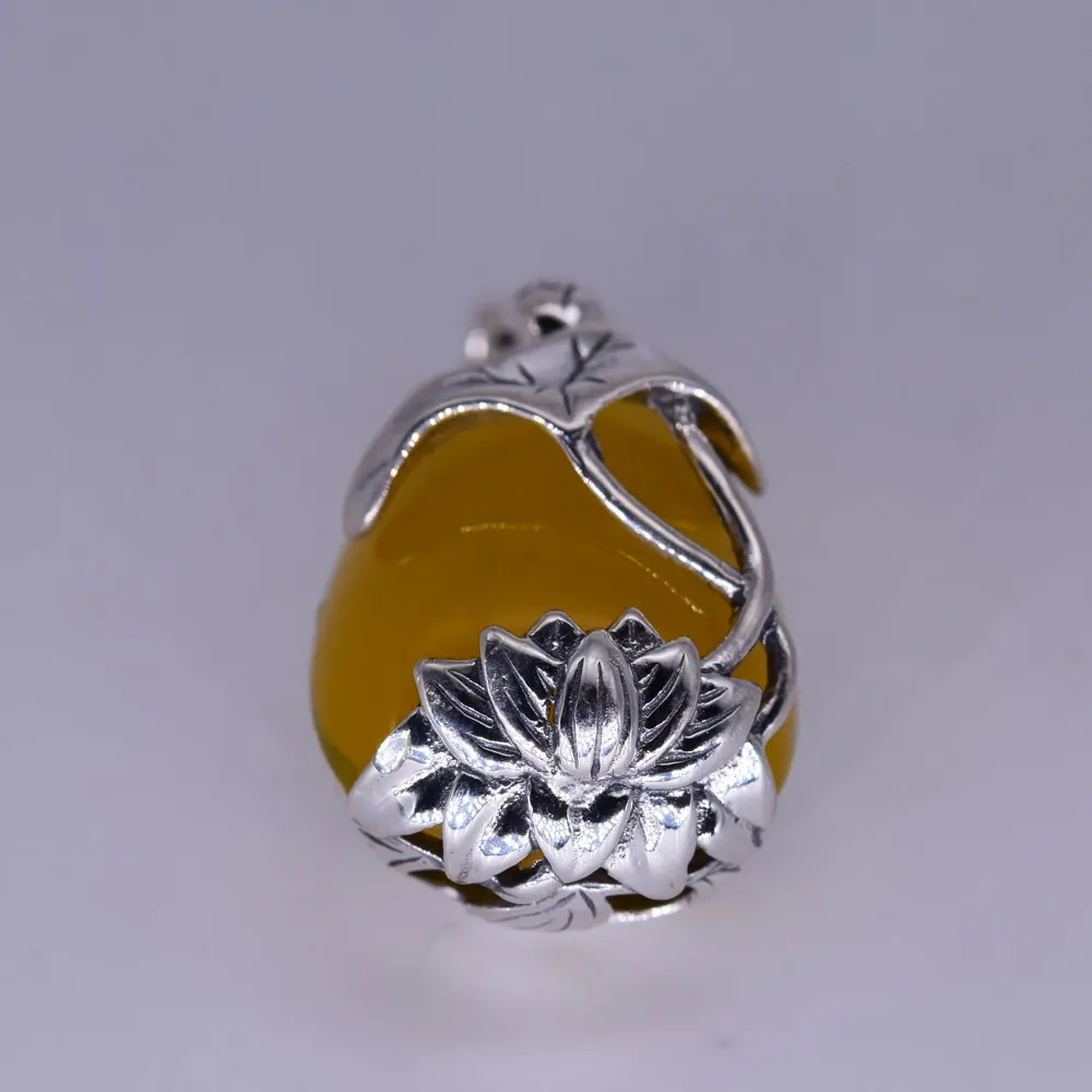 

RADHORSE Oval Pendant 925 Sterling Silver Lotus Chalcedony Fine Jewelry S925 Silver Pendants