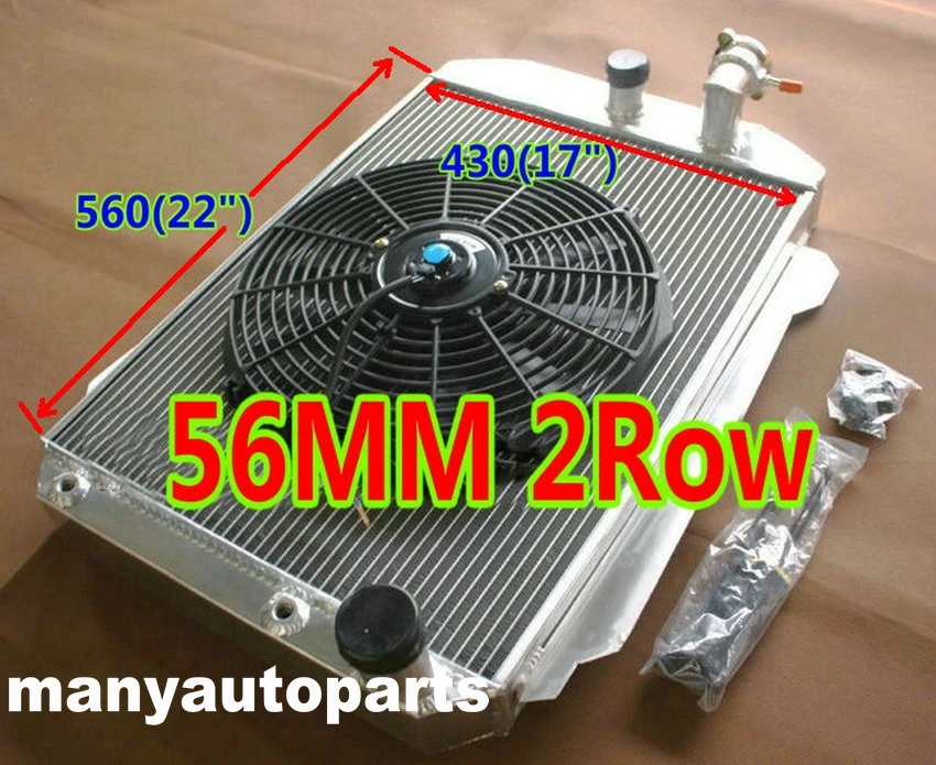 Radiador de aluminio + ventilador para Chevy Rod 350 5,7 V8 W/Tranny Cooler 1939 39 y partes| - AliExpress