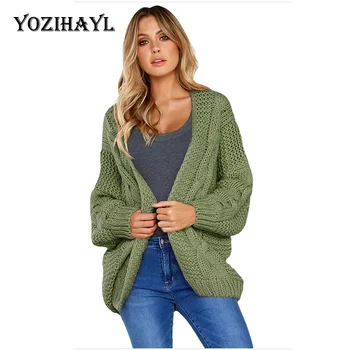 

YOZIHAYL Autumn Winter Women Bat Sleeve Loose Knitted Cardigan Sweater Ladies Fashion Women Knitting Solid Coat Casual Sweaters