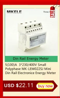 20 (120) A 230/400 В Din рейку трехфазный счетчик энергии 20 (120) портативный цифровой ЖК дисплей с Modbus RTU MK-LEM021GC