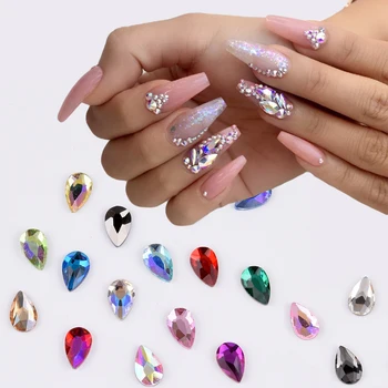 

10pcs Shinny flatback drop crystal rhinestones nail decoration 5x8mm stone nail art accessories supplies TBL58