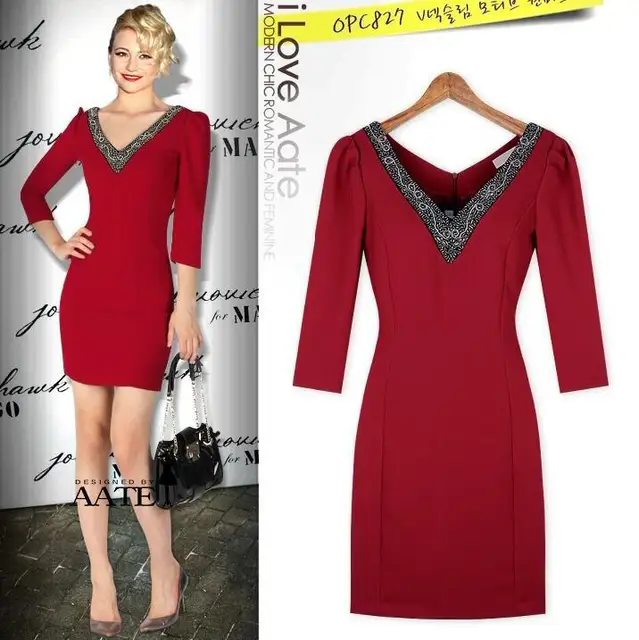 Long Sleeve Red Holiday Dress