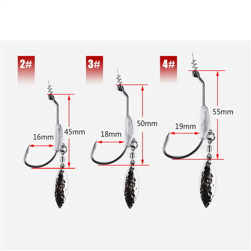 3pcs/lot 4.5g 5.5g 7.2g New style Wide belly crank hooks with lead Barbed hook plus sequins single fishhooks