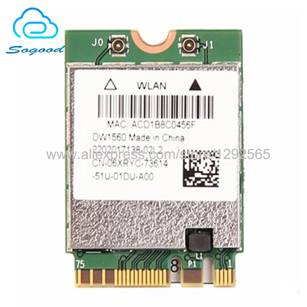 BroadCom BCM94352Z BCM94352 DW1560 NGFF/M.2 867 Мбит/с Bluetooth 4 0 802.11AC Dual Band 2 4G + 5G Wlan Wi-Fi Беспроводной