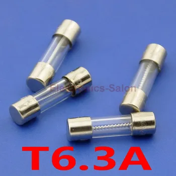 

(200 pcs/lot) T6.3A 250V 5 x 20mm Slow Blow Glass Tube Fuse, UL VDE RoHS Approved, 6.3A, 6.3 Amp.
