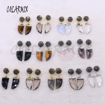 

High quality tiny natural horn stone earrings simple style Fashion stone druzy earrings Natural stone earrings jewelry gift3918