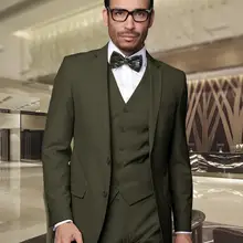 Красивый Армейский Зеленый Смокинг для жениха блейзер женихов Для мужчин выпускного вечера одежда Бизнес костюмы(куртка+ брюки+ жилет+ галстук) НЕТ: 257