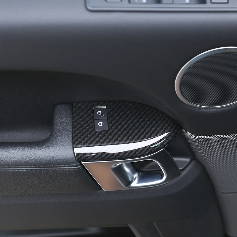 

4Pcs Carbon Fiber ABS Child Safety Lock Frame Cover Trim For Land Rover Range Rover Sport RR Sport 2014-2017 Car Accessories