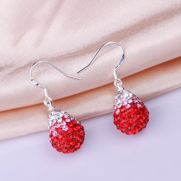 Wholesale Disco Rhinestone Crystal Red Shamballa Earrings Fashion Drop Water Austrian Earring chf | Украшения и аксессуары