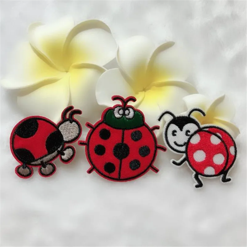 

Clothing diy embroidery ladybug cartoon badge iron on patch deal with it biker patches for clothes stickers fabric free shipping