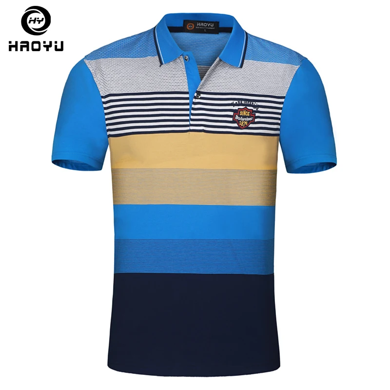 

Men's Polo Shirt Cotton Short Sleeves Argyle Logo Gradient Anti-Wrinkle European and American Style Slim Famous Brand New