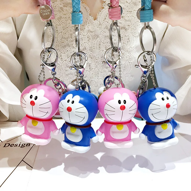 

2019 New Style Cute Cartoon Doraemon Girl toy Metal Key Ring Chain Chain Bell Key ring Car Key Ring Hanging Iady's Bag