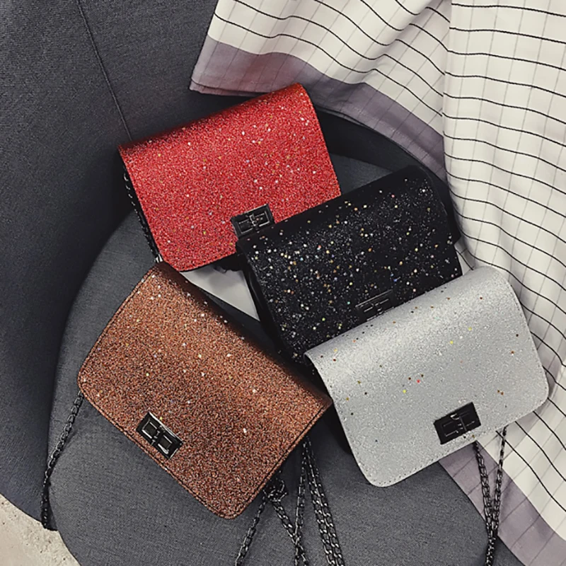 

New Women Bags Sequin Mini Chain Clutch Women Messenger Bag 2018 Fashion Women Handbags Evening Party Package bolsa feminina