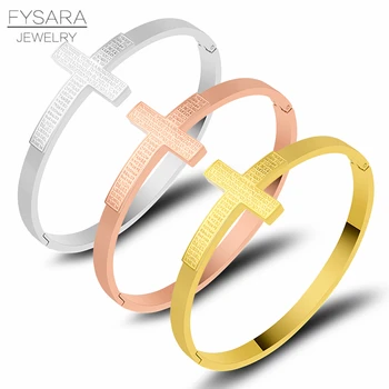 

FYSARA 3 Color-Gold Bible Scripture Cross Bangle & Bracelet for Women Men Jewelry Christian Jewelry Lection Prayer Bracelets