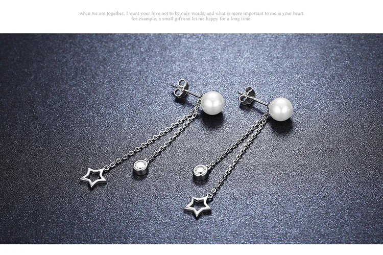 WOSTU, высокое качество, 925 пробы, серебряные серьги-капли с качающейся звездой для женщин, Брендовое ювелирное изделие, подарок вашему ребенку FIE069