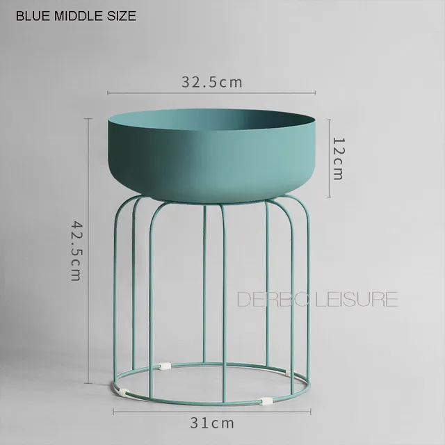 Blue Middle Современный классический дизайн Лофт металлическая напольная стойка боковая Цветочная полка для хранения растений, роскошные модные популярные декоративные стойки 1 шт - Цвет: Blue Middle