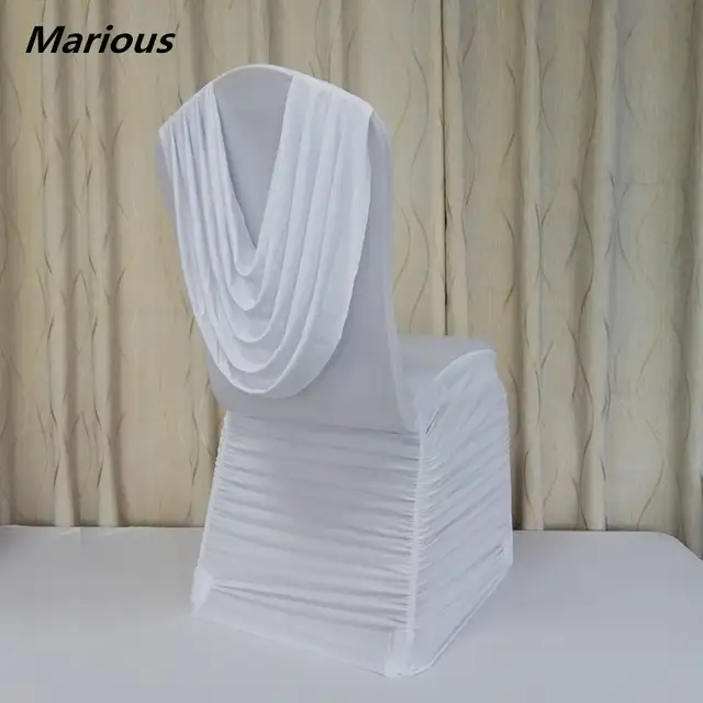 Charistmas Ruffled Wedding Elegant Chair Covers With Drape In Back