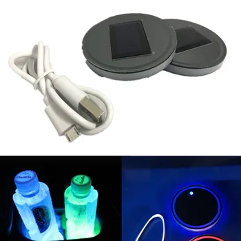 

Chunmu 2Pcs Universal Led Car Cup Holder Bottom Pad Mat LED Light Cover Trim Atmosphere Lamp Lights 68mm for Car SUV Truck