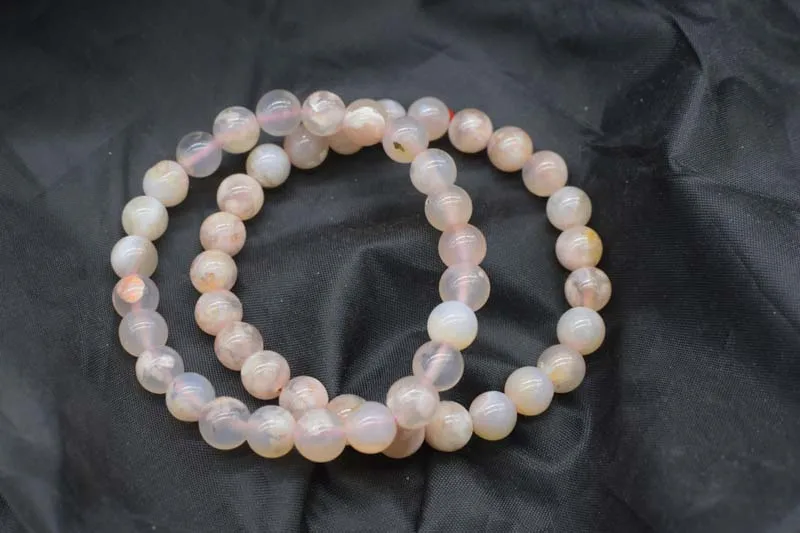 

cherry blossom agate round 7-8mm bracelet 7.5inch wholesale beads nature FPPJ