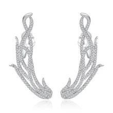 Дизайн Белый AAA кубического циркония жемчуг Угол Крылья длинные серьги для женщин Вечеринка себе серьги Свадебные