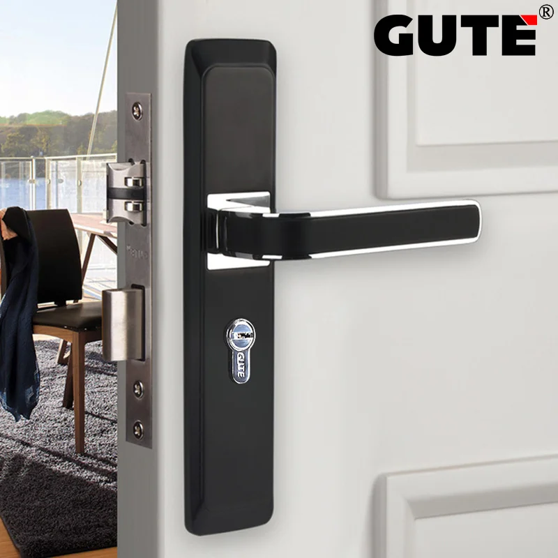 

GUTE Zinc Alloy White Mute Bedroom Door Lock Handle Interior Door Knobs Lock Anti-theft Lock Furniture Hardware