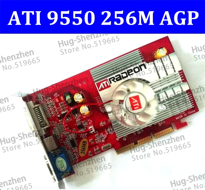  HK POST FREE SHIPPING low end AGP video card from original ATI Radeon 9550 256MB DDR2 AGP 4x 8x video Card 2pcs Free Shipping 