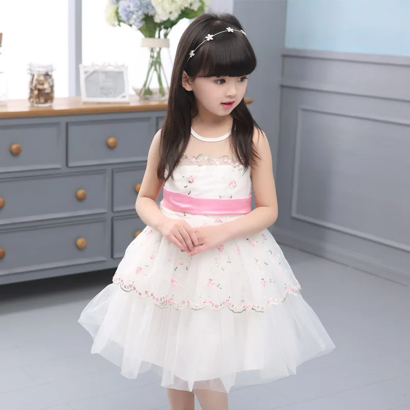 

Children's Garment Girl Dress Summer Wear Children Child Lace Dance Girl Performance Kids Clothing Mesh