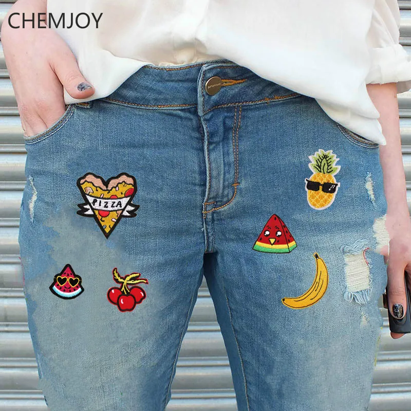 Cute Pizza Cherry Embroidery Patches for Jeans Iron on Clothes Stickers