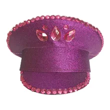 Высококачественная британская шляпы для выступлений, Яркая розовая Кепка, сценическая шляпа, нашивка, шляпа для взрослых женщин, армейская военная шляпа